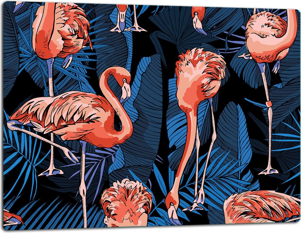 Glasschneidebrett Herdabdeckplatte Glaskeramikkochfeld Universal 52x40 cm Flamingos
