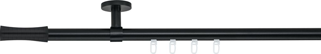 SN Deco Gardinenstange Innenlauf Nancy, 19 mm, 1-läufig, Stahl, Komplett-Set mit Ringen, Profildeckentrager, 320 cm, schwarz