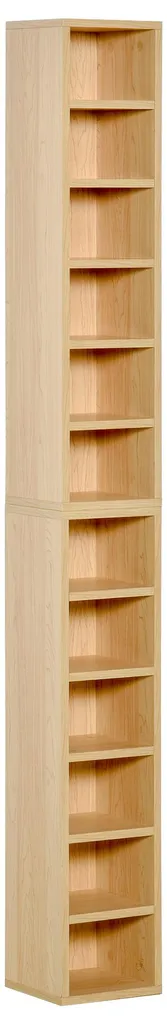 Étagère colonne CD DVD hêtre 12 compartiments - Capacité 160 CD compacte - 2