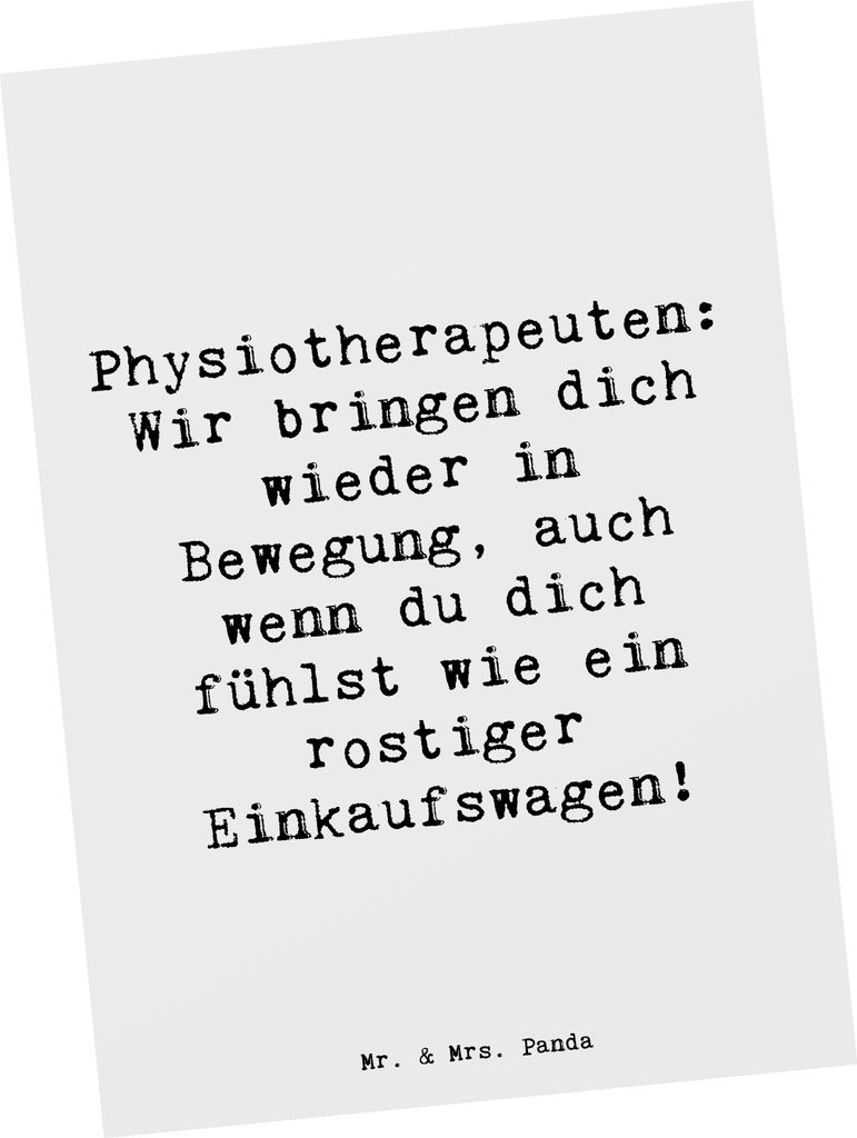 Mr. & Mrs. Panda Postkarte Spruch Physiotherapeut Bewegung Produktbild 