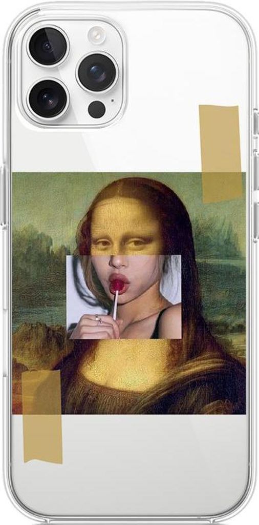 iPhone 12 Pro Max Hülle, Transparent, Silikon Flexi, Mona Lisa mit Lollipop