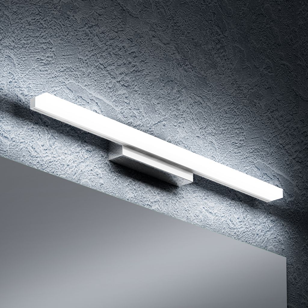 doporro LED Badezimmerleuchte Chrom 60cm - 14W Spiegellampe 6000K (Tageslichtweiß) - Stylische Wandleuchte für Badbeleuchtung Spiegelstrahl