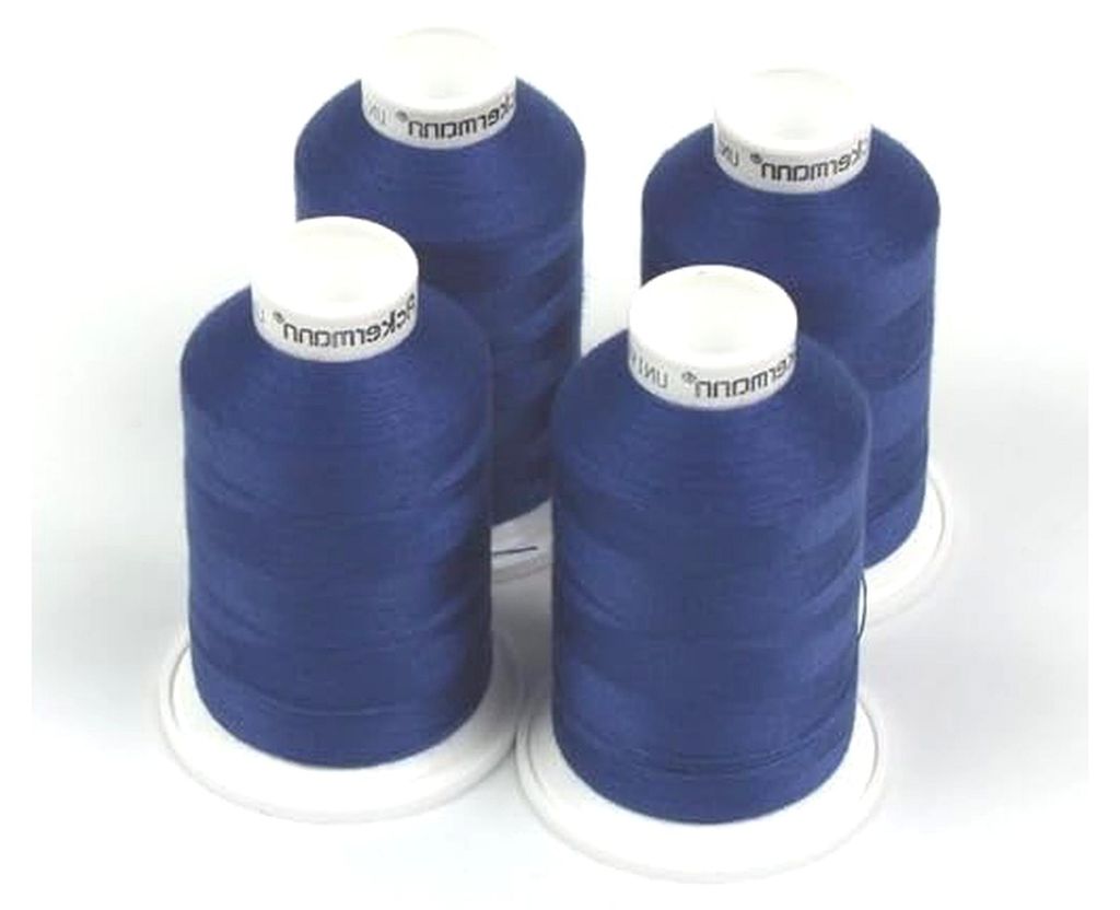 4x 1.000m Nähgarn, Stärke 120, Qualitätsgarn für Overlock-Nähmaschinen, Dunkelblau