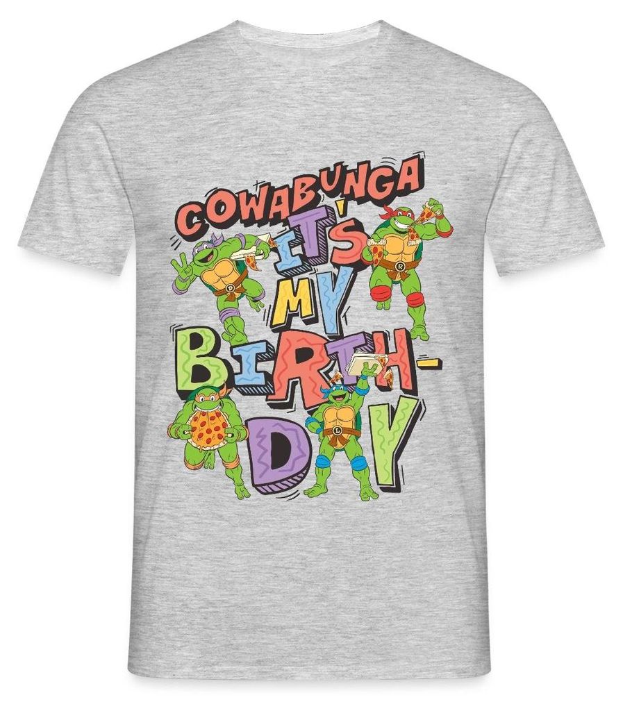 Spreadshirt Teenage Mutant Ninja Turtles It's My Birthday Männer T-Shirt, 4XL, Grau meliert