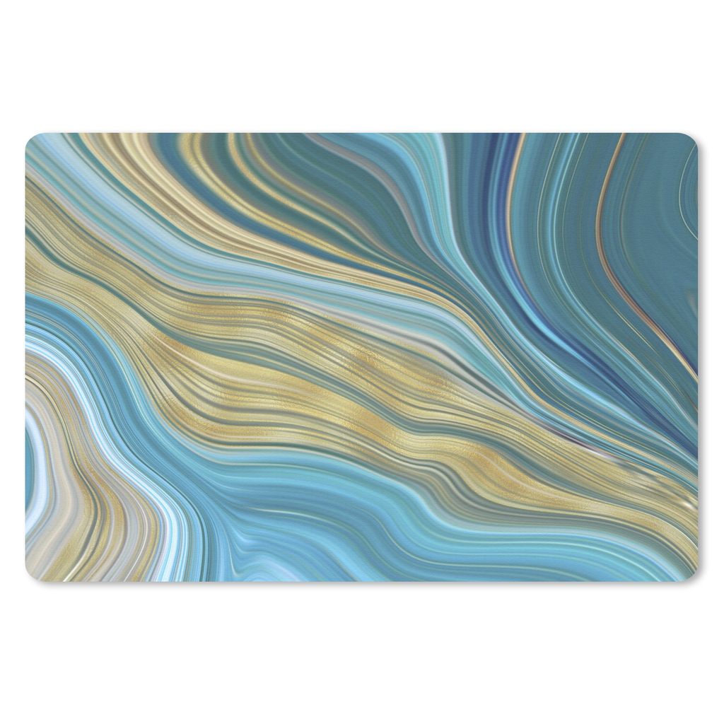 MuchoWow Schreibtischunterlage Marmor - Wellen - Gold - Muster 60x40 cm - XXL Mauspad - Großes Mauspad