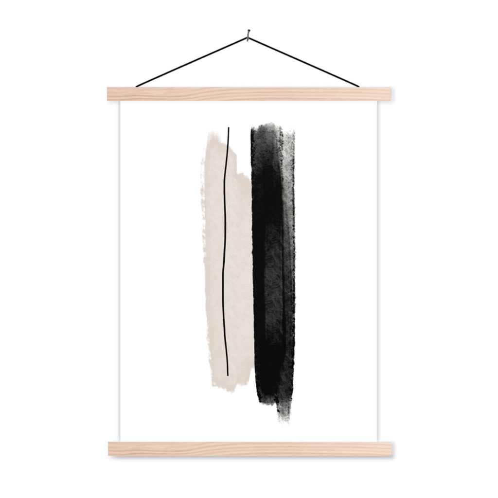 MuchoWow Textilposter Linie - Gestaltung - Pastell 120x160 cm mit holzfarbenen Rahmen - Plakatkarton