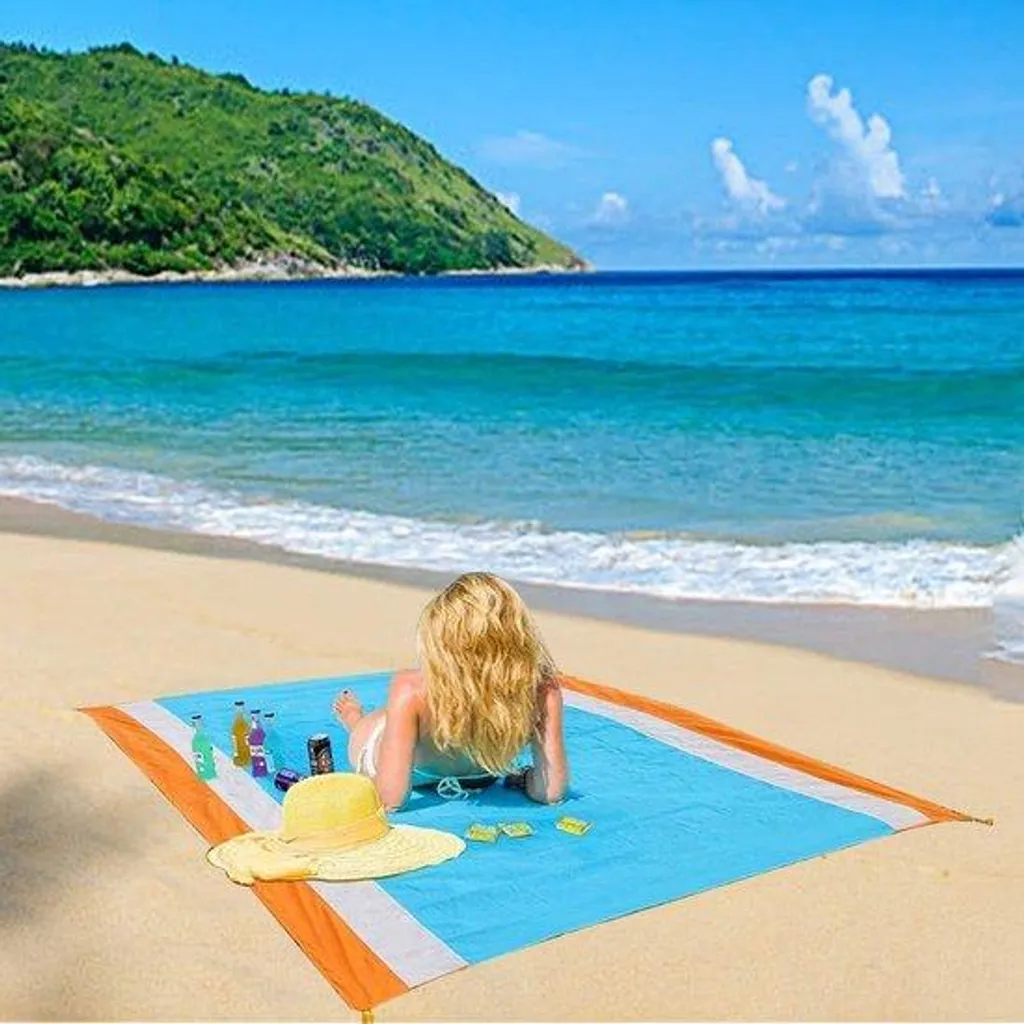 Serviette de plage compacte 210x200 cm imperméable pour pique-nique