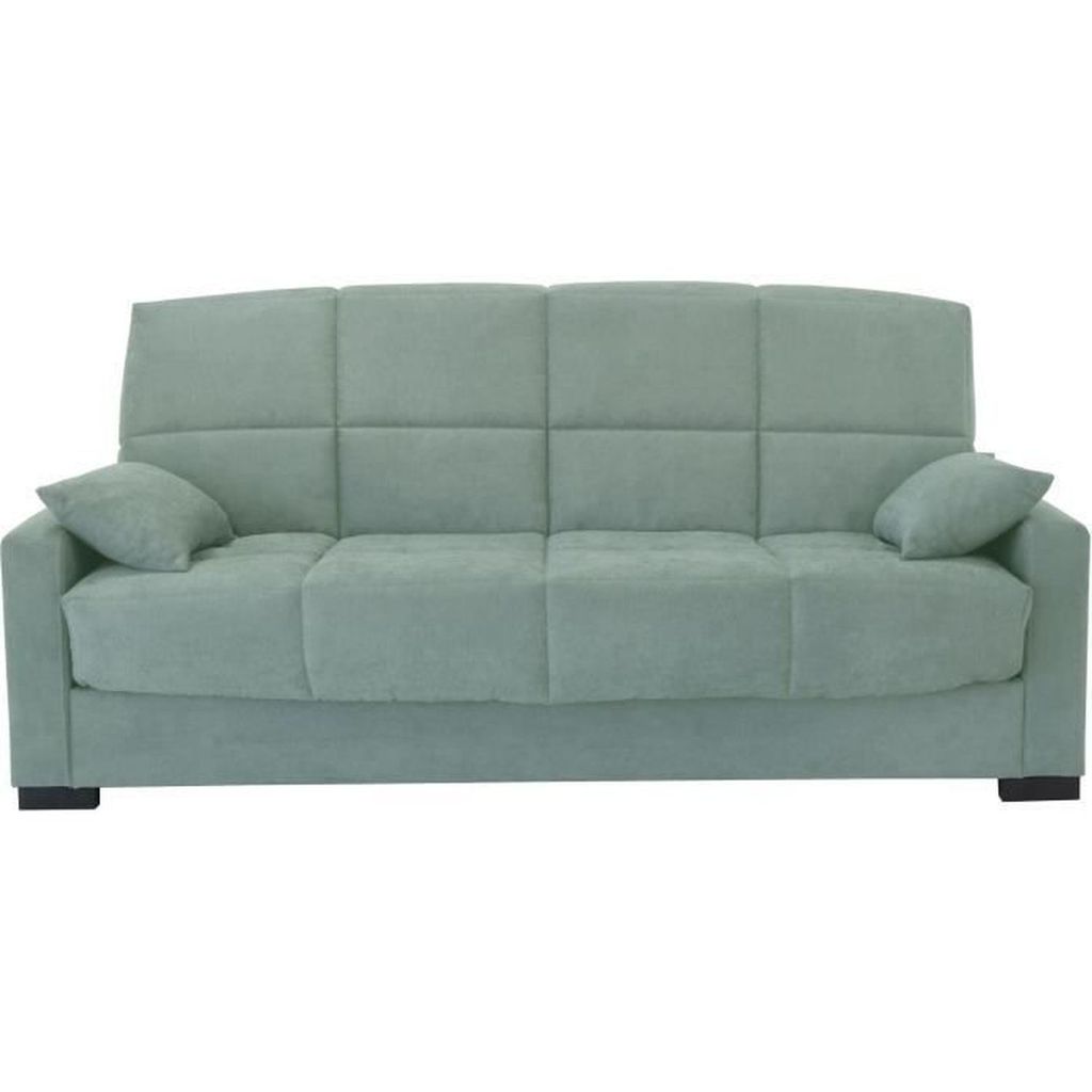 Clic Clac 3 Plätze MEGAN 14 - Mandelgrüner Soro-Stoff - Mit Armlehnen - Bett 130 x 190 cm - 223 x 96 x 103 cm