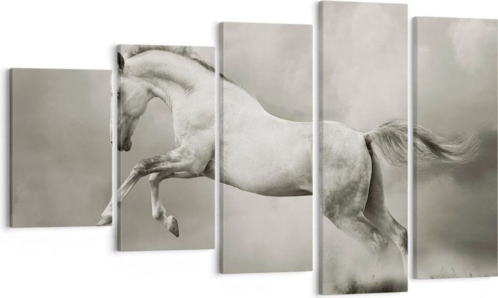 Bild auf Leinwand - Leinwandbild - Pferd Tier - 100x60cm - Wand Bild - Wanddeko - Wandbilder - Leinwanddruck - Bilder - Kunstdruck - Wanddekoration...