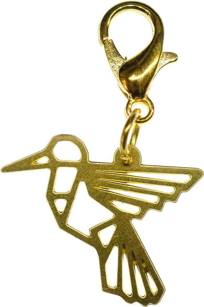 Kolibri Charm Anhänger Zipper Armband Miniblings Filigran Geometrie Vogel Golden