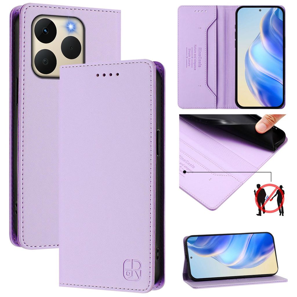 Lederhülle für Realme 15T Hülle Flip Brieftasche Kartenfächern Ständer Schutzhülle Violett