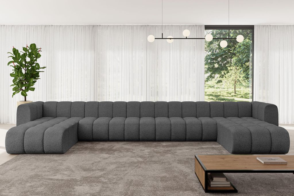 ALTDECOR Modulares Sofa Ecksofa in U-Form - Joren-U3 - 501x177x70 cm Grau - Corner modular Sofa Eckcouch Couch Wohnlandschaft Cauchsofa Bodensofa P...