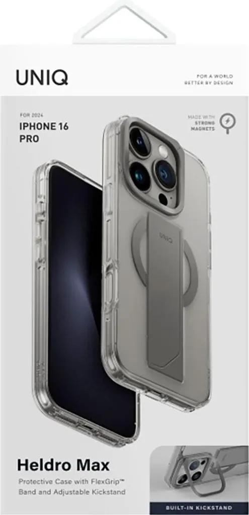 UNIQ Better By Design Heldro Mag - Custodia per telefono compatibile con iPhone 15 Pro Max, ricarica magnetica MagClick (nero