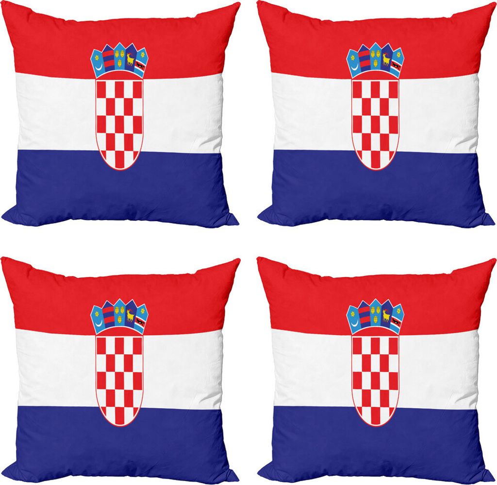 ABAKUHAUS Kroatien Kissenbezug Set (4 Stück), Einfaches Design Flagge Druck, Moderner Doppelseitiger Digitaldruck, 45 cm x 45 cm, Vermilion Indigo...