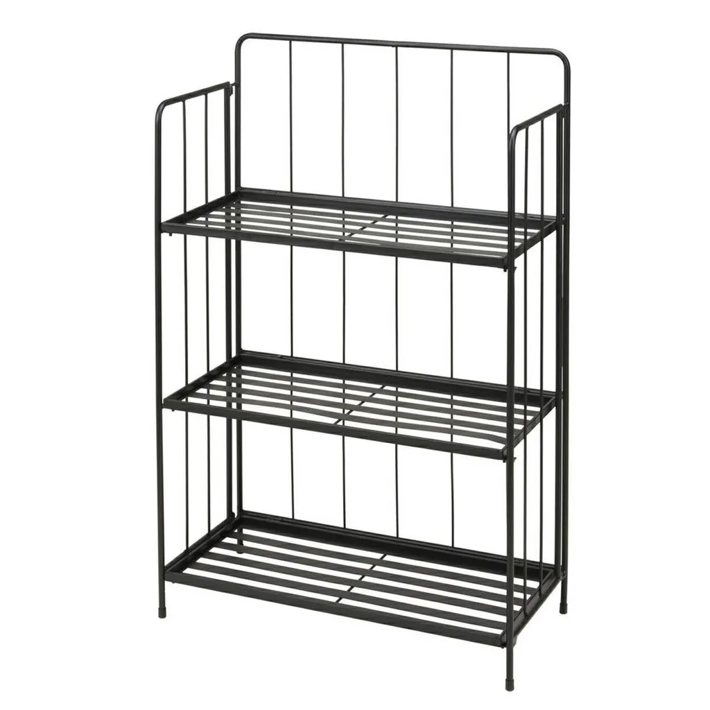 Gagnez de la place : Porte-plante 3 étages métal noir 90cm stable