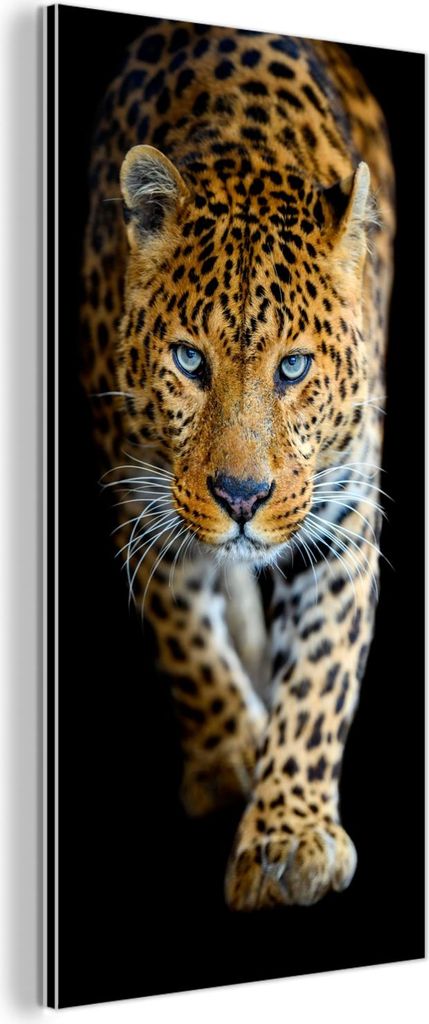 MuchoWow Wanddekoration Metall Metallbild Wandkunst 40x80 cm Leopard - Tiere - Porträt - Wildtiere - Schwarz MuchoWow Aluminium Gemälde - Wanddek...