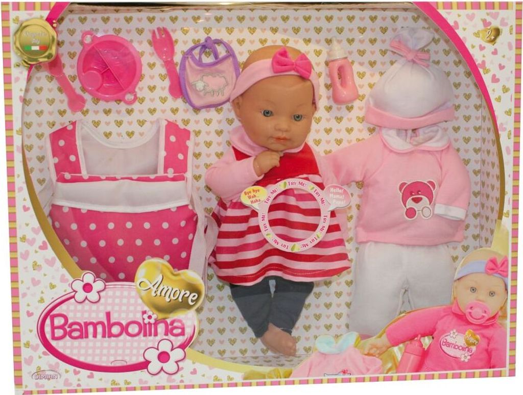 Dimian Puppe mit weichem Krper, Babylaute und Zubehr - Amore - 40 cm
