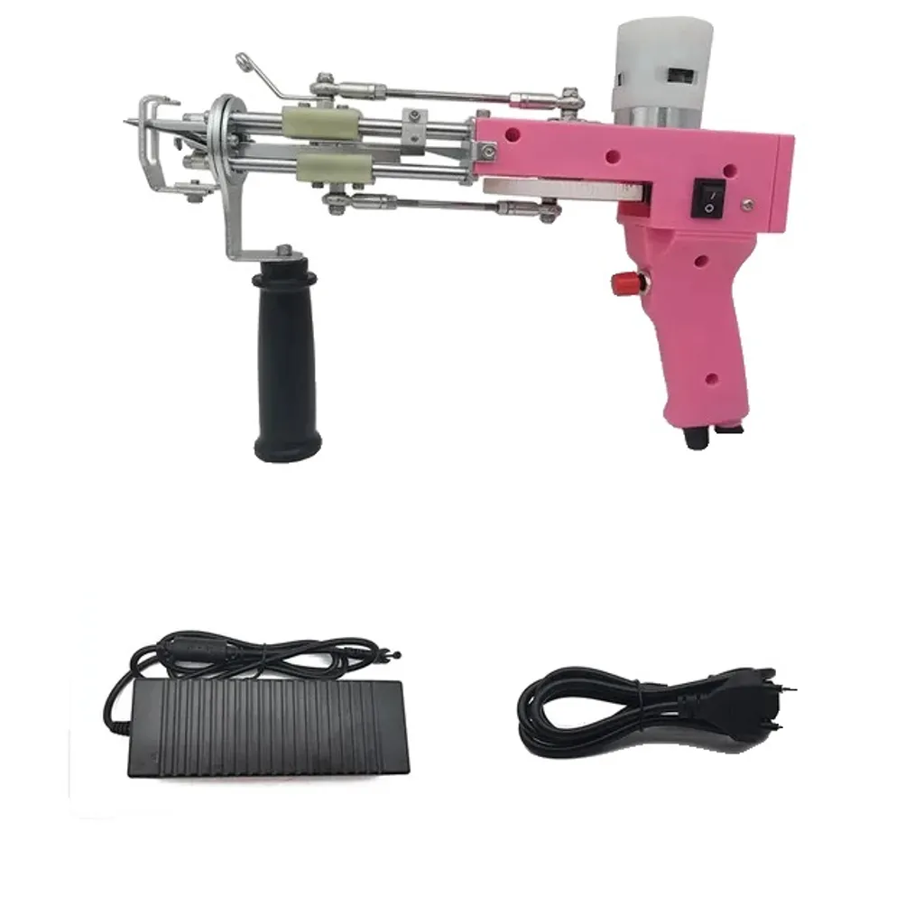 Pistolet Tufting 2-en-1 Mode Coupe et Boucle Réglable avec Prise EU
