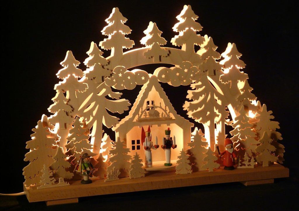 Original Erzgebirgischer Marken Schwibbogen Lichterbogen 50 x 31 cm S50-3_108