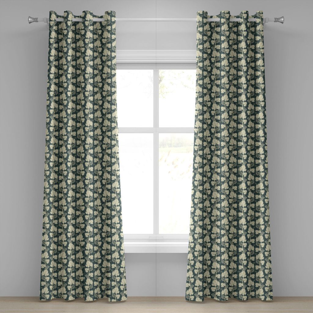 ABAKUHAUS Weinberg Ösenvorhang, Ornate Lattice Pattern Blumenstil Landwirtschaft Thema Weinberg Grape Fruit Branch, Dekorative 2-Panel-Fenstervorh...