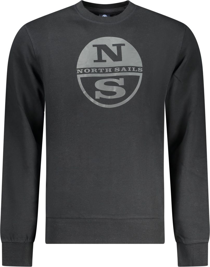 Schwarzes Herren Langarm-Sweatshirt mit Rundhalsausschnitt und Druck