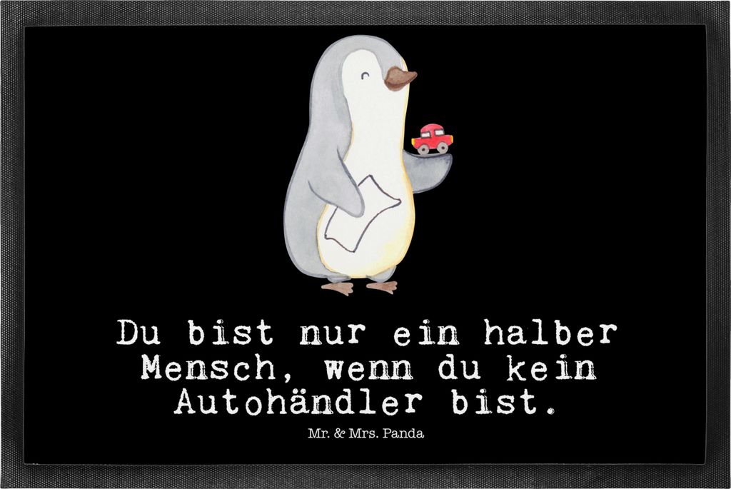 Mr. & Mrs. Panda fußmatte Autohändler Herz 50 x 75 cm - Schwarz - Geschenk, Lustig, Autohandel, Schmutzfangteppich, Schmutzfangmatte, Schmutzfän...