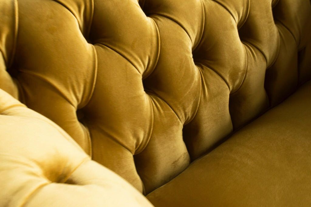 Design Chesterfield Stoff Sessel Sitzer Polster Sofas Lounge Gelb Club Couch