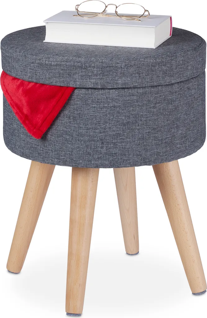 Relaxdays Sgabello Scandinavo: Pouf Tavolino con Vano Interno