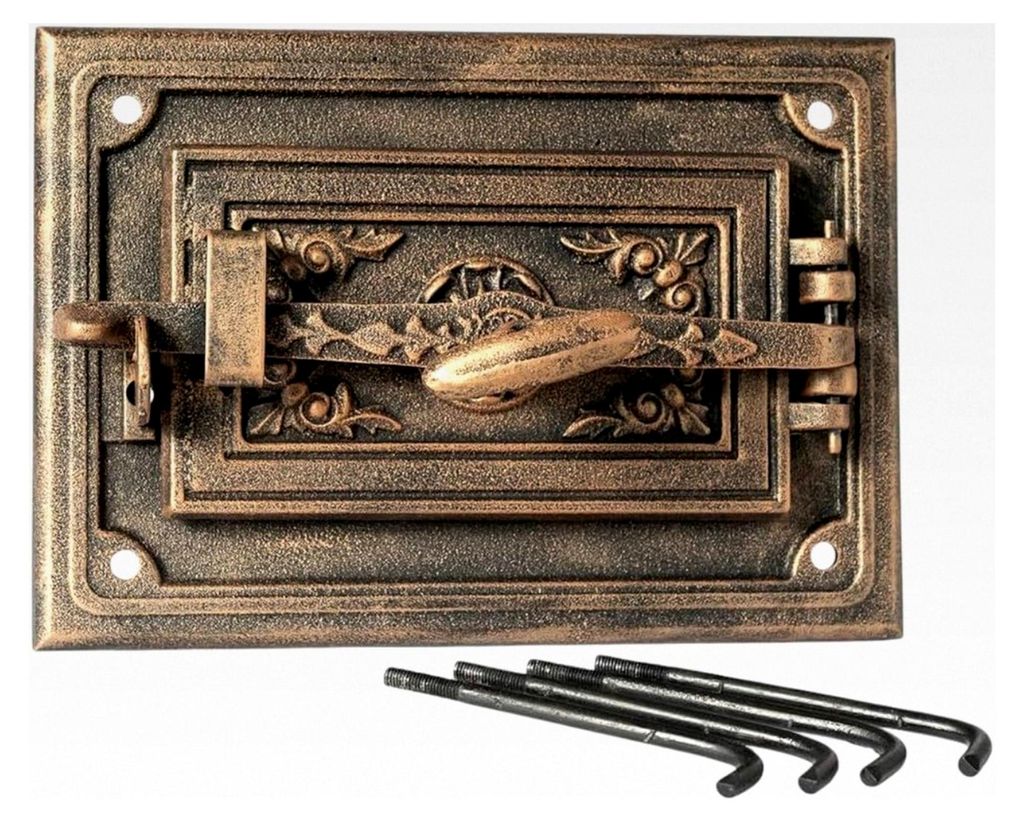 Gusseiserne Ofentür – Tür für Holzofen, Kaminofen, Backofen und Grill – 325x230 mm – Rechteckige Gusstür für Kamin und Pizzaofen (Antike...