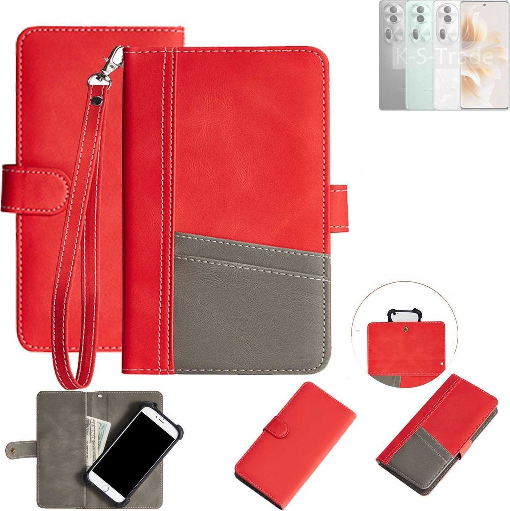 K-S-Trade Handy Schutzhülle für Oppo Reno11 Pro Global Hülle Portemonnee Brieftasche Klapphülle Kartenfächer Flip Wallet Case Etui