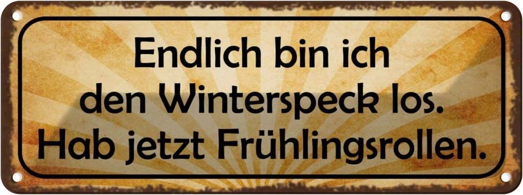 vianmo Blechschild 10x27 cm Winterspeck los Frühligsrollen Dekoration