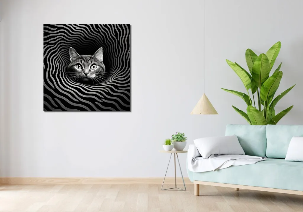 Vendita Quadro Gatto 90x90 cm - Stampa Tela Professionale Alta Qualità - 2