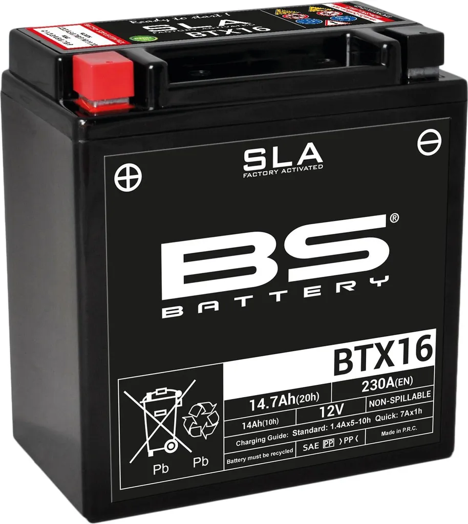 BS BATTERY BTX16 SLA Batteria Moto 12V 14Ah Sigillata Senza Manutenzione
