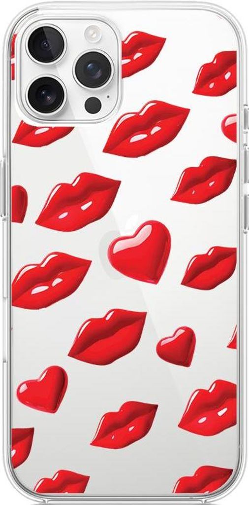 iPhone 12 Pro Hülle, Transparent, Silikon Flexi, Rote Lippen