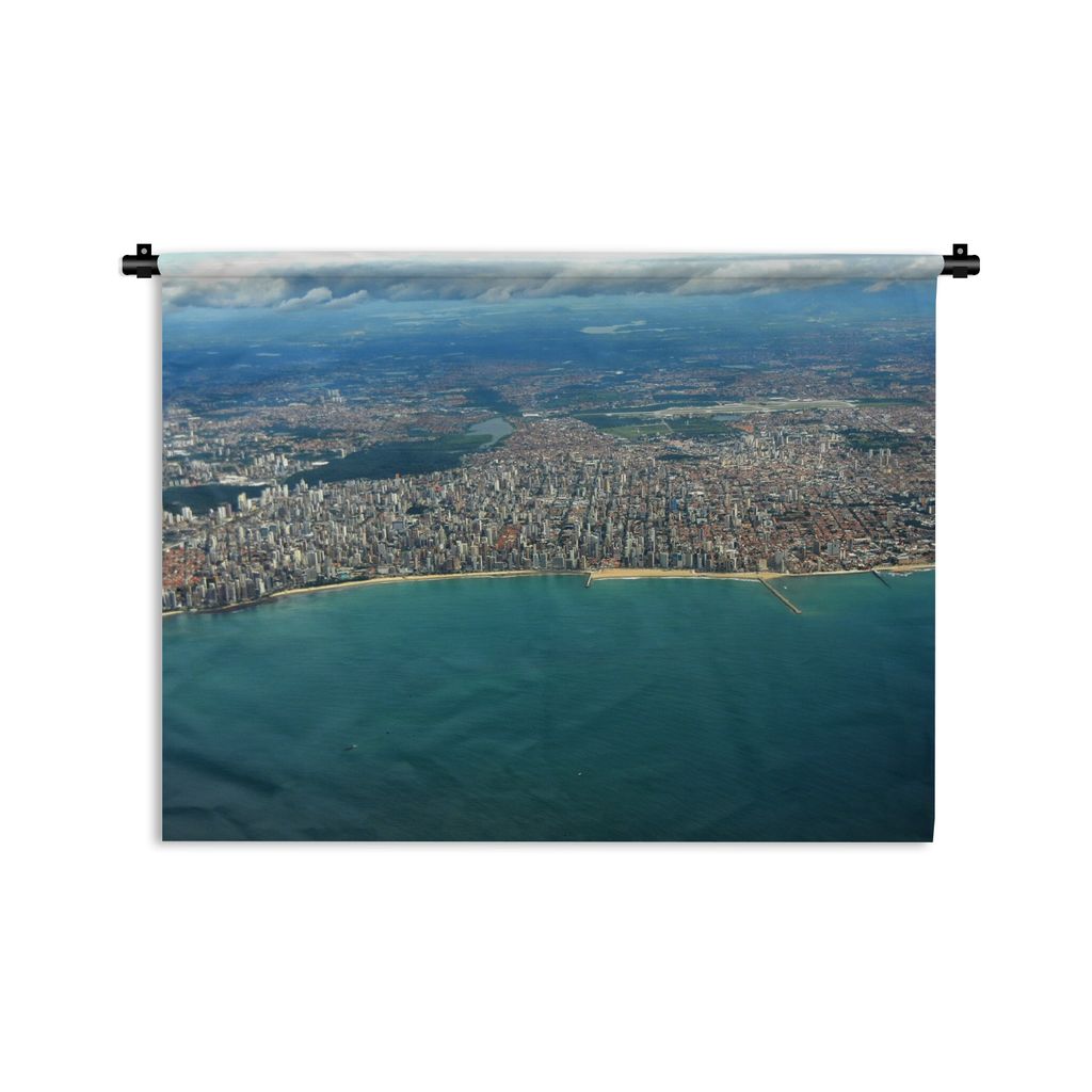 MuchoWow Wandteppich Wandbehang Luftaufnahme vom Wasser aus in Fortaleza in Südamerika 120x90 cm Tapisserie Dekoration Wandtuch - Wohnen - Aufh...