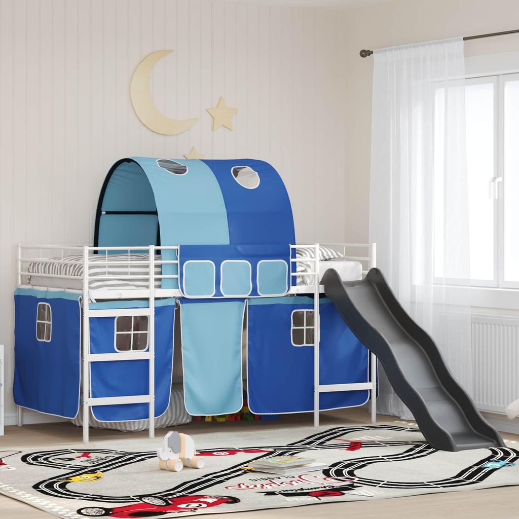 Maison Exclusive - Kinder-Etagenbett Weiß und Blau 100 x 200 cm Metall