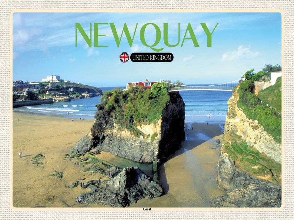 vianmo Holzschild 30x40 cm Newquay Coast United Kingdom Bildmotiv Reisemotiv Abenteuer Reisen