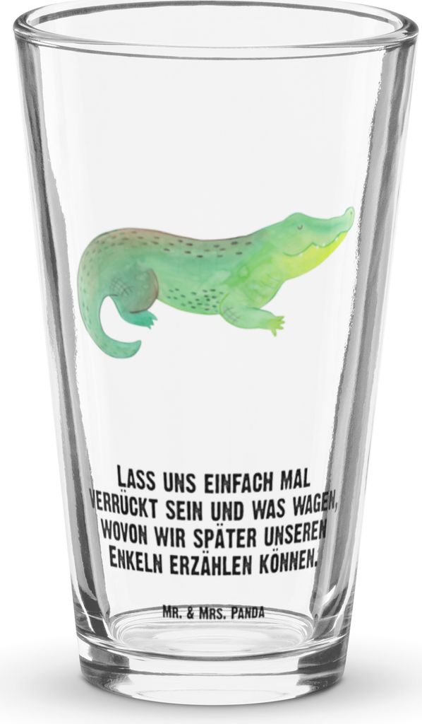 Mr. & Mrs. Panda Glas Krokodil - Transparent - Geschenk, Cocktailglas, Lieblingsmensch, Krokodile, Longdrinkglas, Meer, Verrückt sein, Wasserglas,...