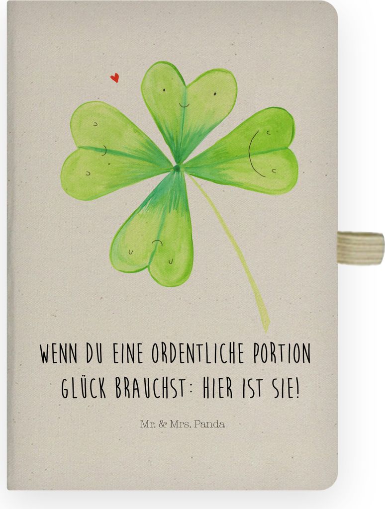 Mr. & Mrs. Panda notizbuch Blume Kleeblatt - Transparent - Geschenk, Umzug, Kladde, Neuer Job, Journal, Schreibbuch, Tagebuch, skizzenbuch a4, Moti...