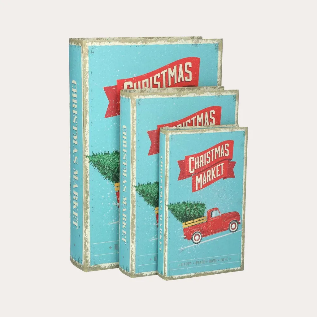 Boîtes Cadeaux de Noël Christmas Market pour Biscuits et Chocolats