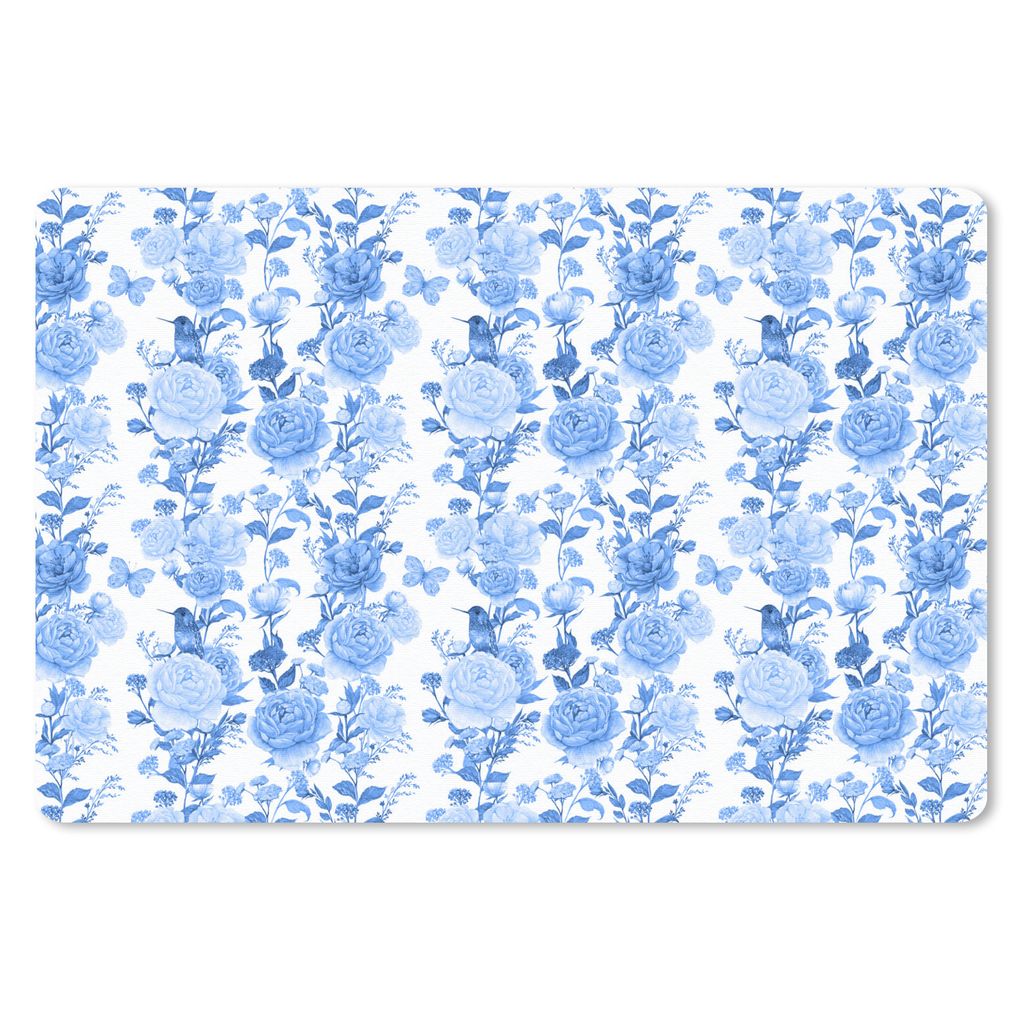 MuchoWow Mauspad Mousepad Blumen - Blau - Rosen 27x18 cm - Mousepads - Maus Mat - Pad - Mausunterlage - Büroartikel - Desk Matten