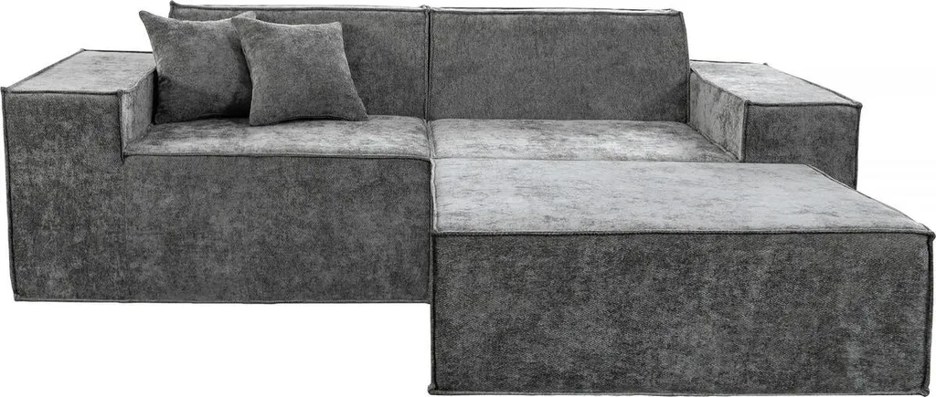 Canapé 3 places convertible avec pouf modulable gris tissu Lusso