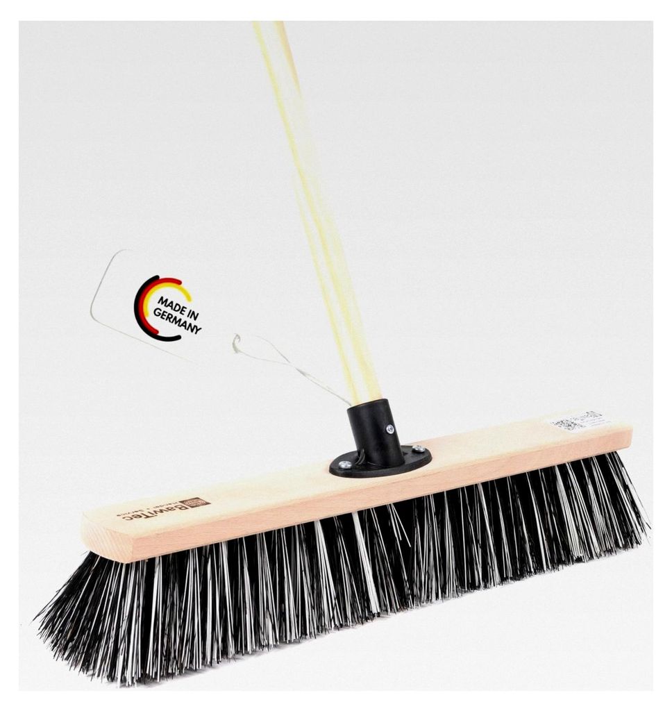 Straßenbesen OssiBlitz-Mischung 60 cm Breite mit 160 cm langem Stiel, harte Borsten mit QuickFix Stielhalter, Kehrbesen für draußen, Terrasse, G...