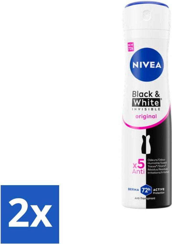 NIVEA - Deodorant Spray - Invisible for Black & White Clear - 72 Stunden Antitranspirant - 150 ml - Vorteilspack - 2 Stücke