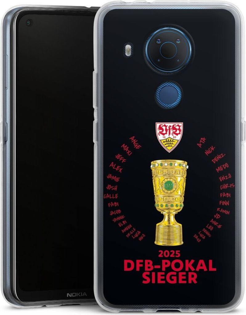 DeinDesign Handyhülle für Nokia 5.4 Silikon Hülle Case Smartphone Schutzhülle Offizielles Lizenzprodukt Pokal VfB Stuttgart