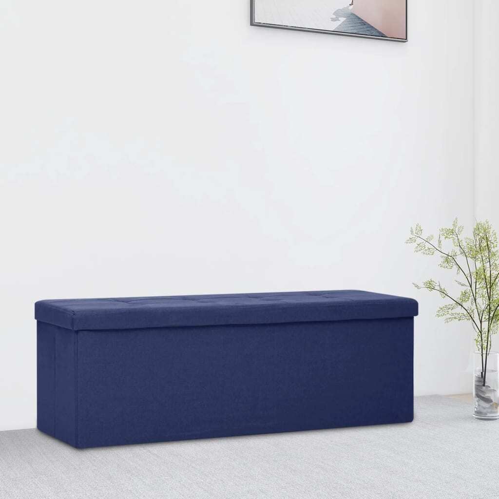 "2026 Promotion" Faltbare Sitzbank mit Stauraum Blau Leinenoptik - Sitzbänke CC20101