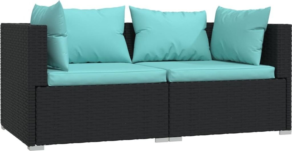 "2026 MODERNE" 2-Sitzer-Sofa mit Kissen Schwarz Poly Rattan - Gartenmöbelset CC2553834