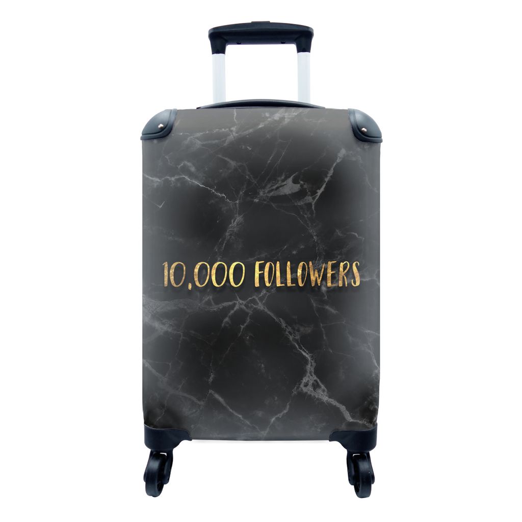 MuchoWow Koffer Handgepäck Trolley Rollkoffer Kleine Reisekoffer mit 4 Rollen - Soziale Medien - Instagram - Gold - Marmor - Cabin Size < 55x40x...