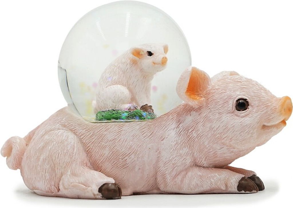 Glitzerkugel Schwein, 10 cm,  Schneekugel Tiere Tier Produktbild 