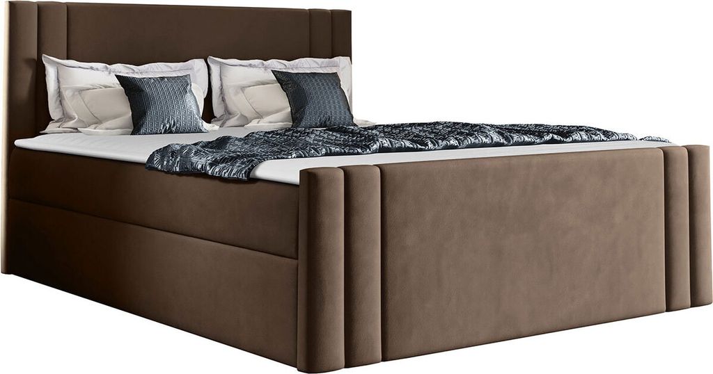 MIRJAN24 Boxspringbett Carmen, Stilvoll Doppelbett mit zwei Bettkästen, Schlafzimmer Ehebett (Amor Velvet 4301, Größe: 180x200 cm)